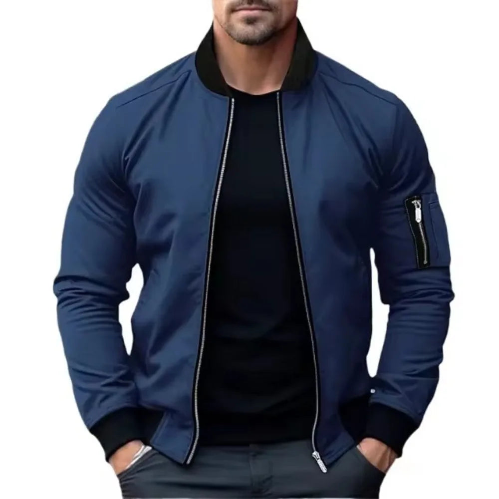 Jaqueta Masculina Casual Básico Com Zíper -Promoção de Inverno 2025