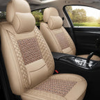 Kit Completo de Capas para Banco de Carro Nureon em Couro Legítimo Universal 5 Lugares Com Airbag + Tapetes e Capa de Volante