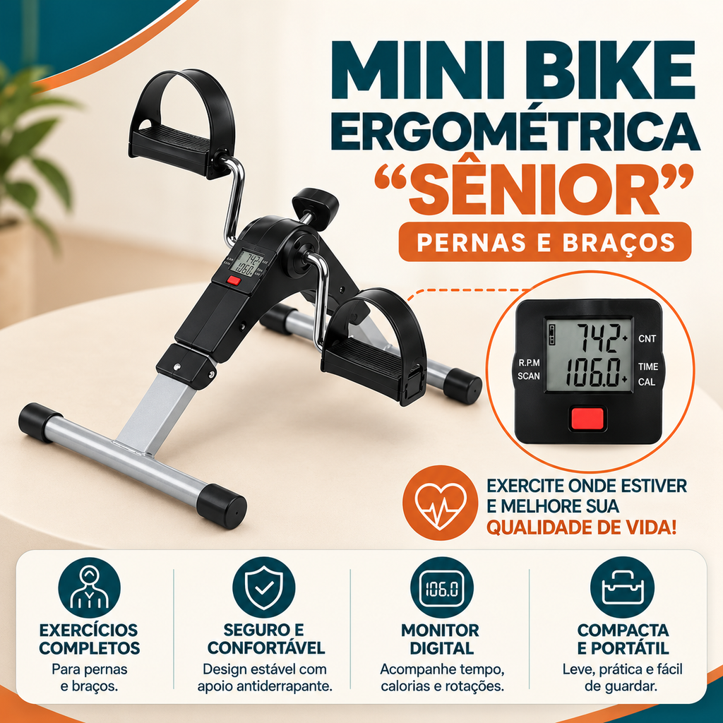Mini Bike Ergométrica "Sênior" Pernas e Braços