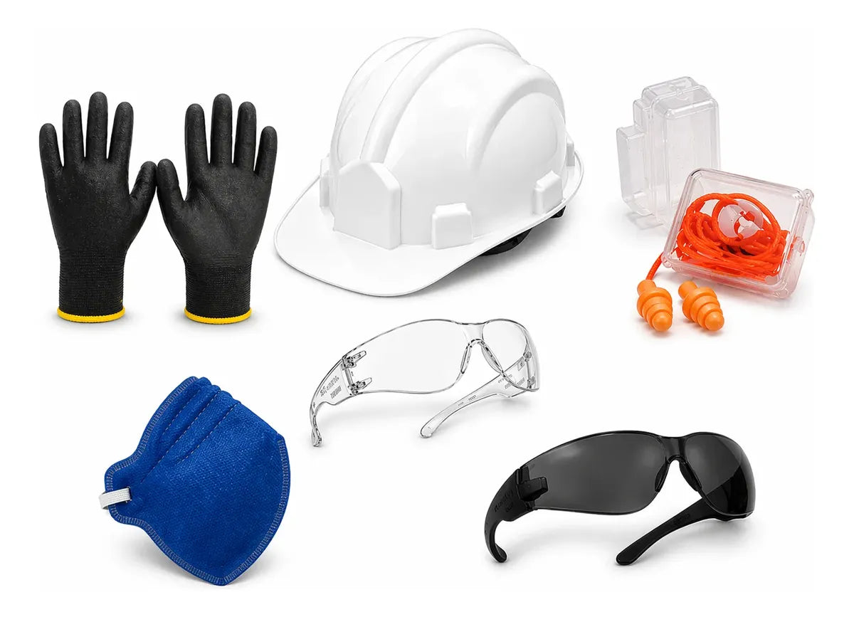 Kit De Epis Capacete Luva Óculos Máscara Protetor Auricular