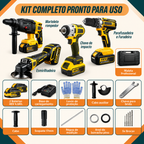 Kit Ferramentas 4 em 1 48V | Íon Lítio Baterias Sem Fio | Martelete + Esmerilhadeira + Furadeira + Chave de Impacto