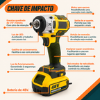 Kit Ferramentas 4 em 1 48V | Íon Lítio Baterias Sem Fio | Martelete + Esmerilhadeira + Furadeira + Chave de Impacto