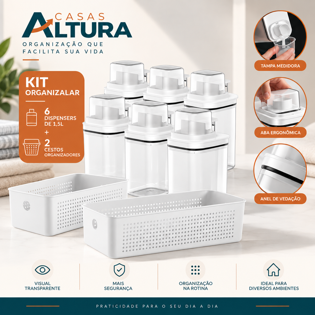 Kit Dispenser Altura: 6 Dispensers + 2 Cestos