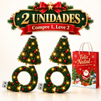 Mini árvore de Natal com luz LED que projeta Papai Noel, renas, estrelas e flocos de neve