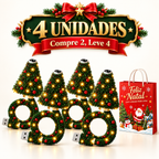 Mini árvore de Natal com luz LED que projeta Papai Noel, renas, estrelas e flocos de neve
