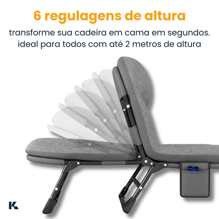 Cama Dobrável Portátil Espreguiçadeira Suporta 160kg com Travesseiro Embutido