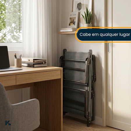 Cama Dobrável Portátil Espreguiçadeira Suporta 160kg com Travesseiro Embutido