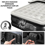 Colchão Inflável Queen com Encosto — Inflar/Desinflar Automático em 3 Minutos
