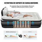 Colchão Inflável Queen com Encosto — Inflar/Desinflar Automático em 3 Minutos